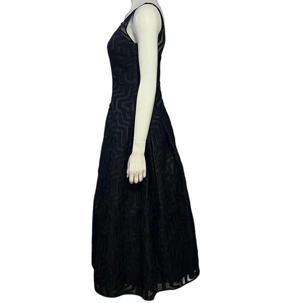 Milly Olivia Black Illusion Cocktail Dress Sleeveless Midi Gown Size 4 - Picture 7 of 16